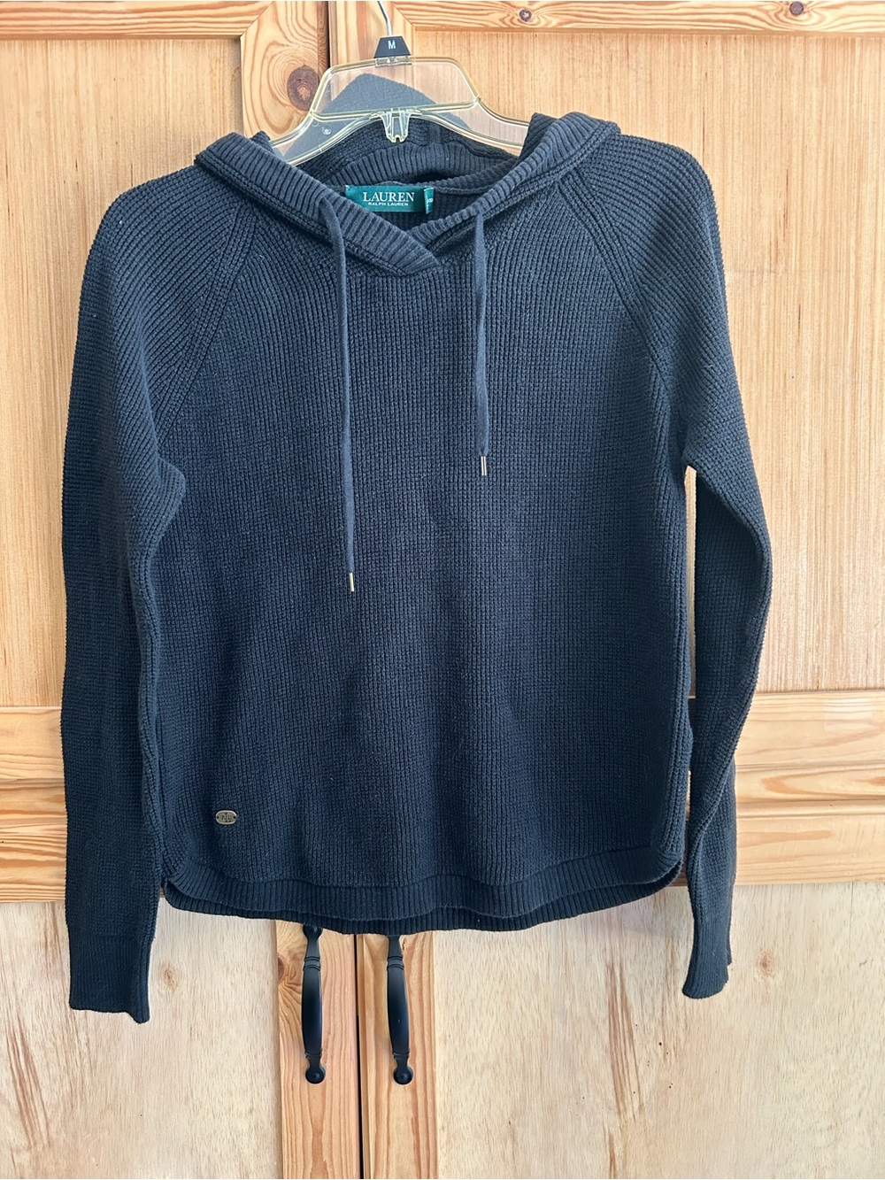 Ralph Lauren Black Knit Hooded Pullover